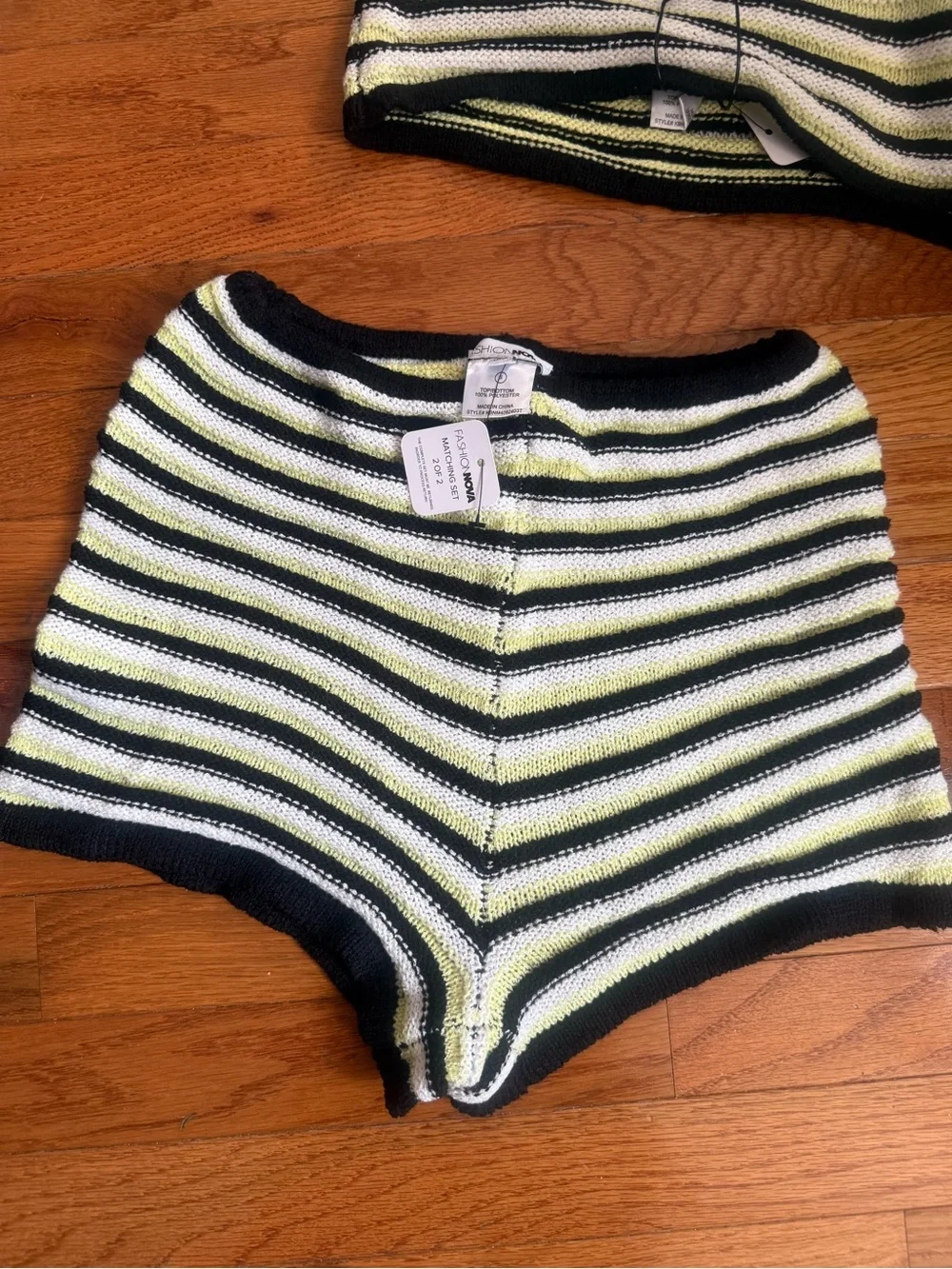 NWT Fashion Nova Striped Knit Halter Set S